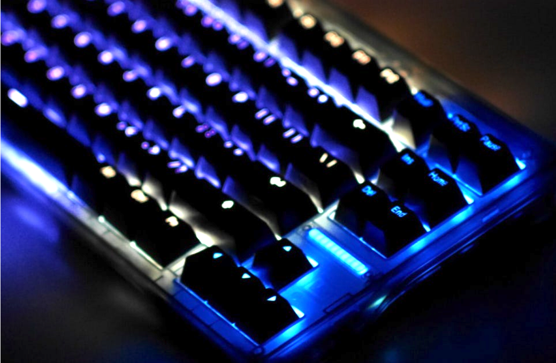 Hall-effect gaming keyboard close-up